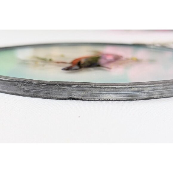 Vintage 1980s Kingfisher Bird Glass Sun Catcher Round Clear Glass Light Catcher - Picture 4 of 8